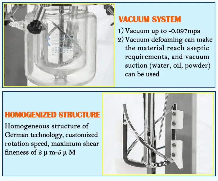 1L/2L/5L/10L Shampoo Soap Vacuum Stirring Stainless Steel Emulsifier Mixer Homogenizer