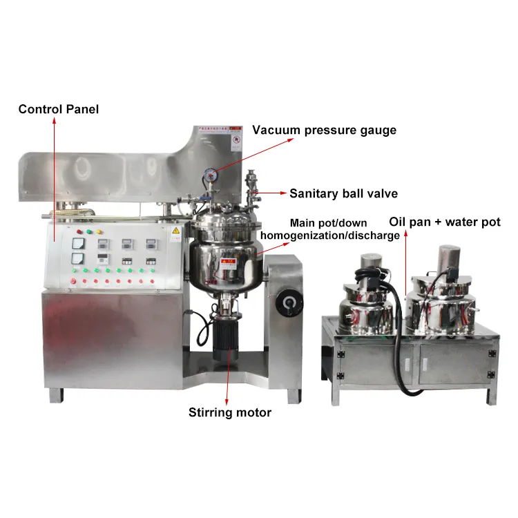 50L Vacuum Emulsifier Homogenizer Cosmetic Pharmacy Chemical Industries Food Lotion Making Machine Small Emulsifier