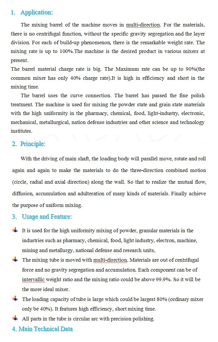 Automatic Three Dimension Powder Mixing Machine with Competitive Price