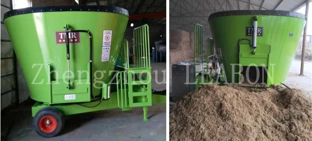 Grass Crushing Feed Mixer Wagon Horizontal with Motor 500kg Electric Diesel Horizontal Tmr Feed Mixer for Dairy Farm