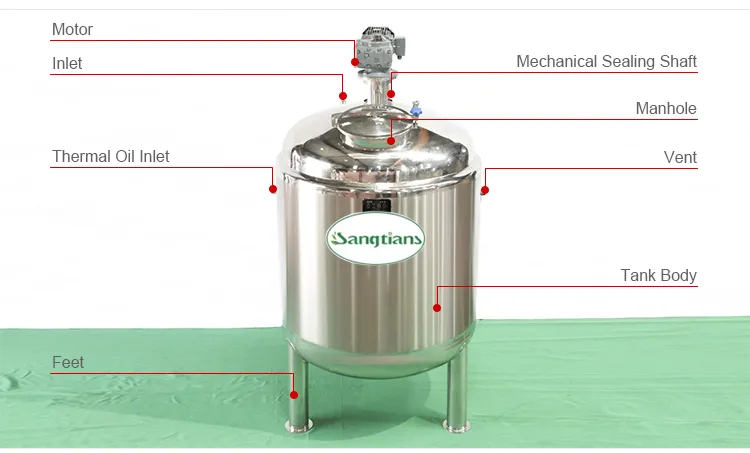 Single Layer Stir Tank Stainless Steel Mixing Tank with Inverter Geared Motor Agitate